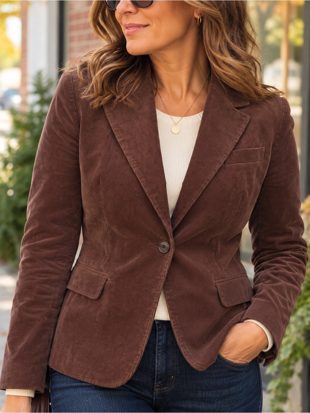 CALVIN KLEIN JEANS Brown Corduroy Blazer Jacket Single Breasted M